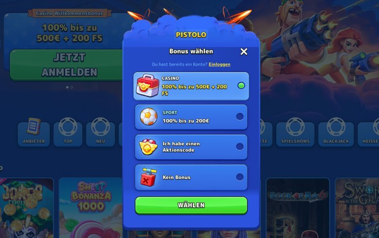 Overview of pistolo casino